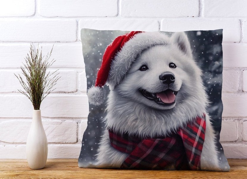 Warren Reed Christmas Samoyed Cushion