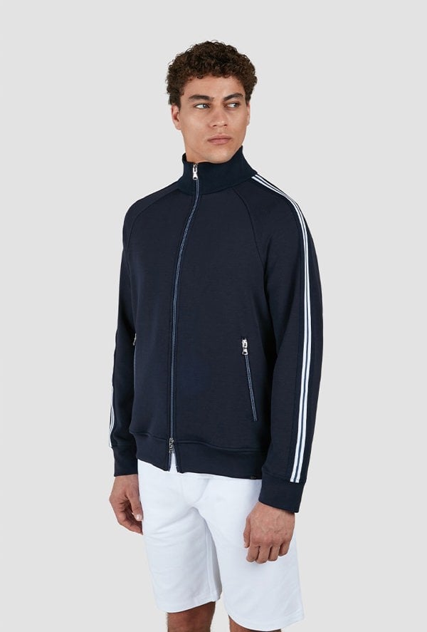 Paul & Shark Men's Shark Tag Active Fleece Cotton Full Zip Jacket - Navy