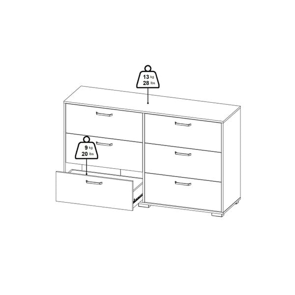 Wyld Haus Stuttgart Gloss White Chest of 6 Drawers