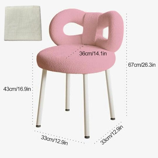 Havendro Butterfly Back Vanity Chair Makeup Computer Chair Lamb Fleece Fabric