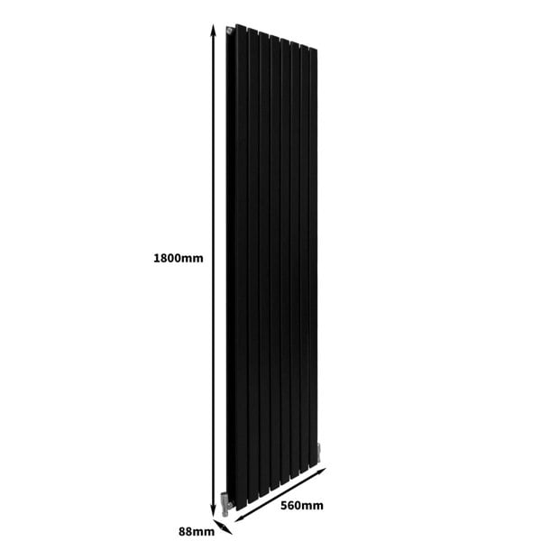 Designer Flat Panel Radiator - Matt Black (1800mm x 560mm)