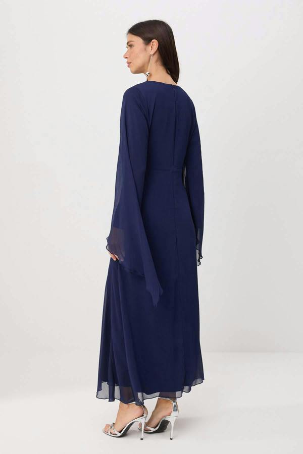 Princess Sleeve Boat Neck Maxi Dress