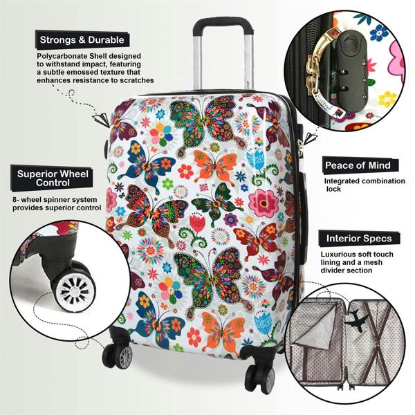 Snowball Hard Shell Printed Dual 4 Wheel Luggage Suitcase