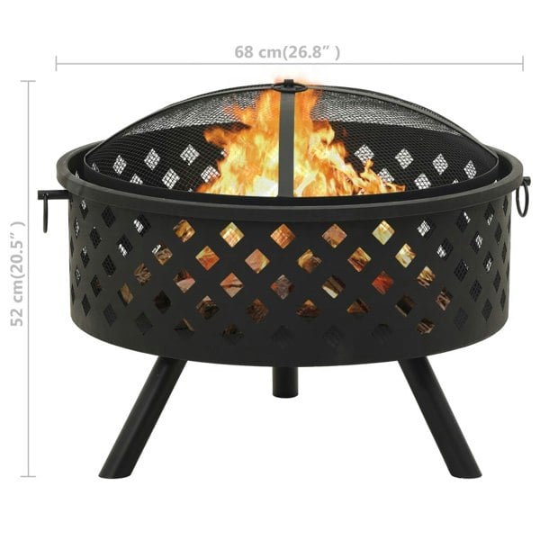 Berkfield Fire Pit with Poker 68 cm XXL Steel