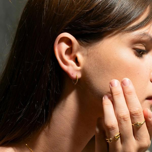 Spero London Fine 14ct Solid Gold Beaded Hoop Earrings