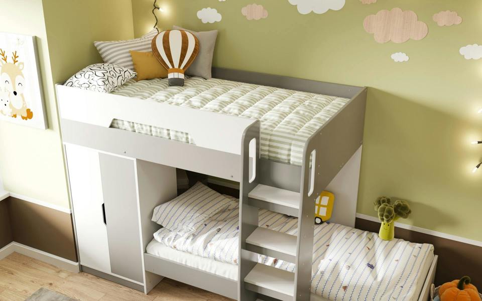 Flair Benito Bunk Bed White and Grey