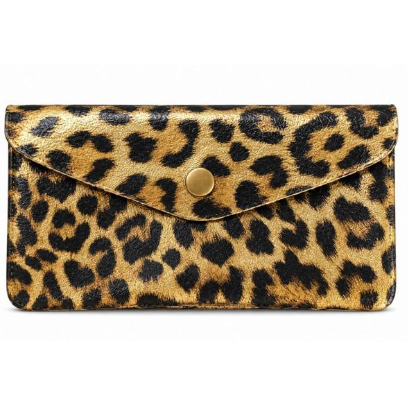 Love EMVY Genuine Leather Animal Print Purse - Gold