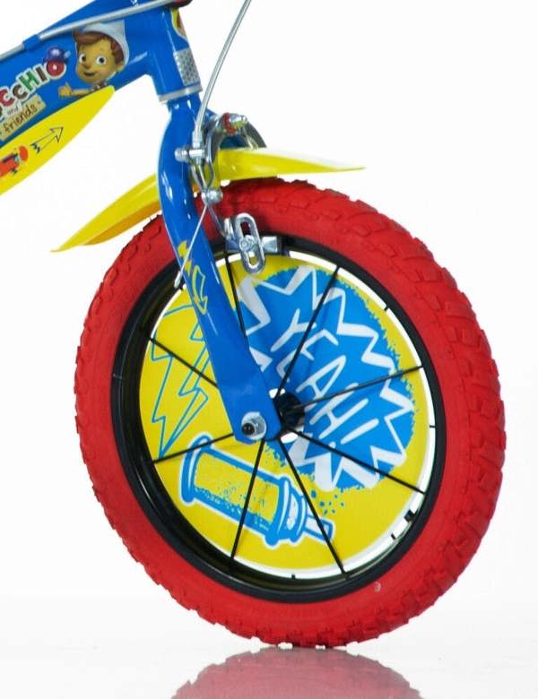 Dino Bikes Dino Pinocchio Kids 14" Wheel Bike - Blue/Red/Yellow