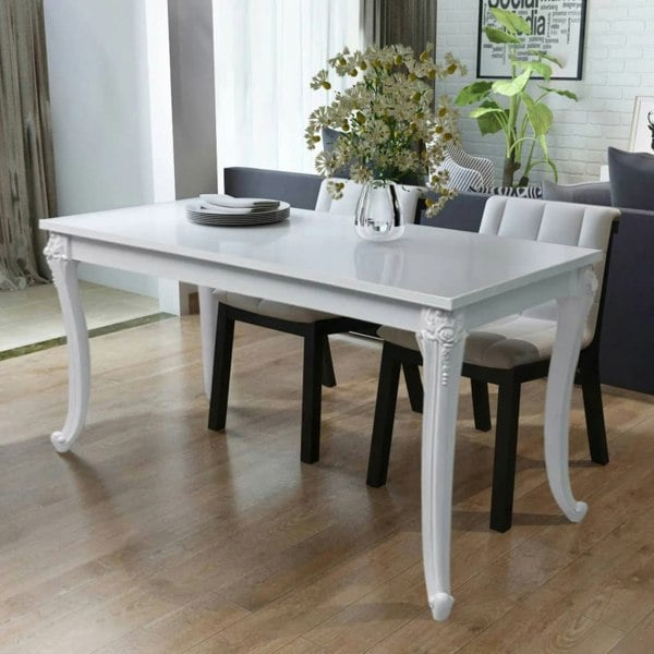 Berkfield Dining Table 116x66x76 cm High Gloss White