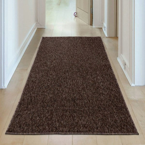 Brown Low Pile Area Rug Plain Design