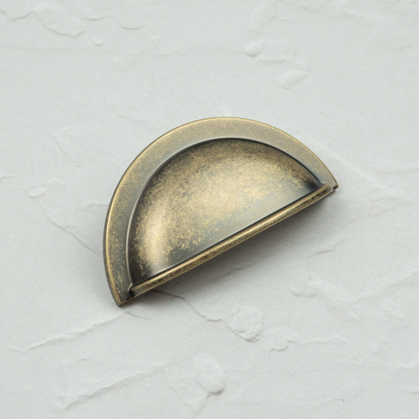 Handle & Home Antique Brass Cup Handle and Coordinating Knob
