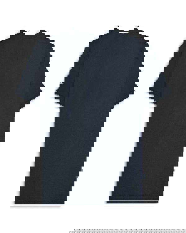 Lambretta Mens Multi Badges Mod Ska Casual T-Shirts, plain dark navy blue T-shirt with multiple badges design on the front.