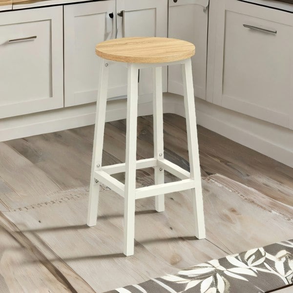 Rafaelo Mobilia Set of 2 Bar Stools With Metal Frame Beige
