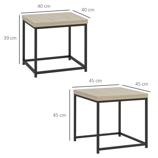 Wyld Haus Vattesa Wooden Oak Finish Set Of 2 Nesting Coffee Tables