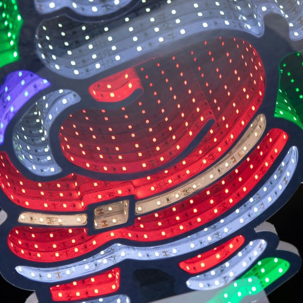 Samuel Alexander 60cm Light up Standing Santa with Tree Christmas Infinity Light with Multi-Coloured LEDs