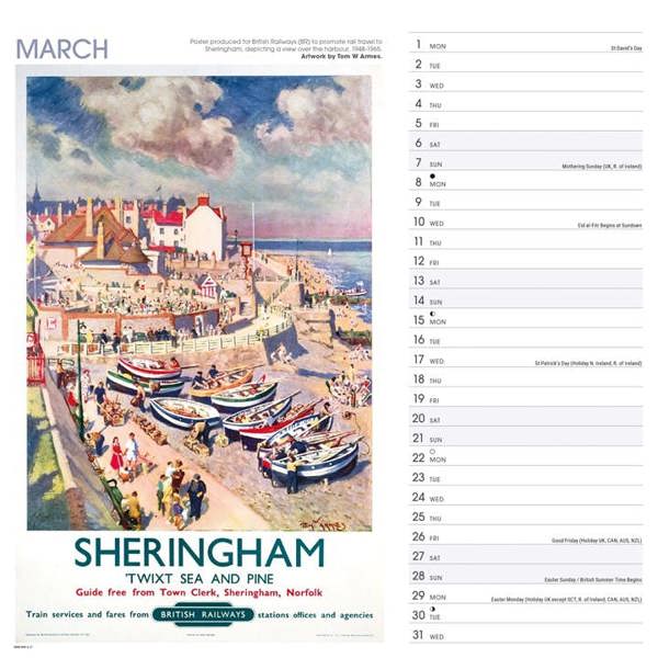 National Railway Museum, East Anglia Poster Art Calendar 2027, Wall Calendars, Month To View, Travel, Gift