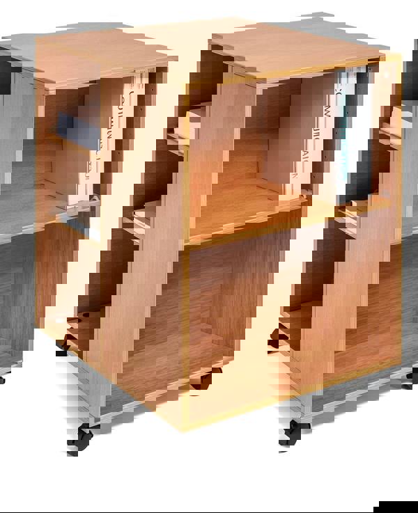 Durable 6 Shelve Office Filing Storage Trolley on Wheels | 75cm Beech