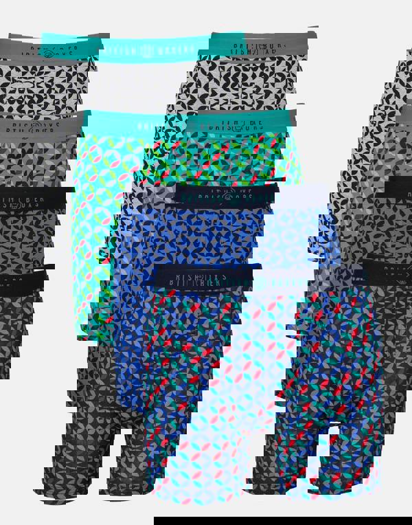 British Boxers Multipack 4 Pairs of Men's Bamboo Stretch Trunks – Minimalist Geometric