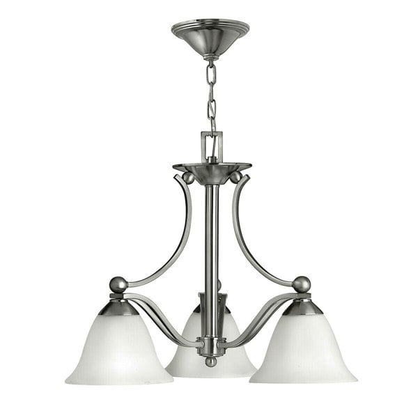 3 Bulb Chandelier Hanging Pendant LIght Brushed Nickel LED E27 60W Bulb Loops