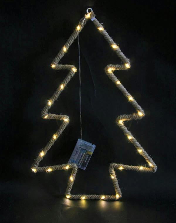 5cm Christmas Tree Silhouette LED Hemp Rope Light Decoration, Warm White, Battery Operated image 1