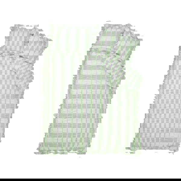 Catherine Lansfield Seersucker Frill Stripe Duvet Cover Set Green