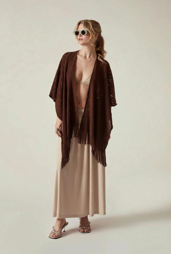 James Lakeland Brown Pointelle Knit Kaftan