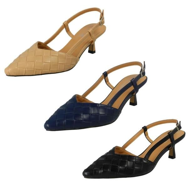 Spot On Ladies Spot On Woven Low Heel Shoes F00488