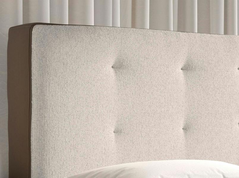 Angel Cerdá Brown Fabric and Brown Leatherette  Upholstered Bed 7174