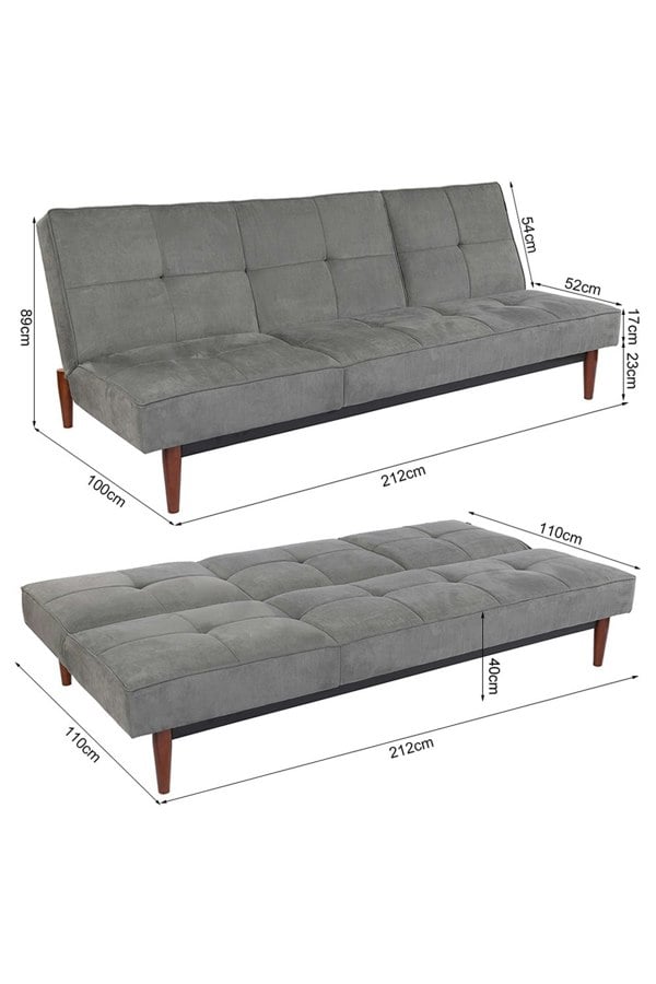 Living and Home Faux Suede 3 Seater Upholstered Sofa Bed