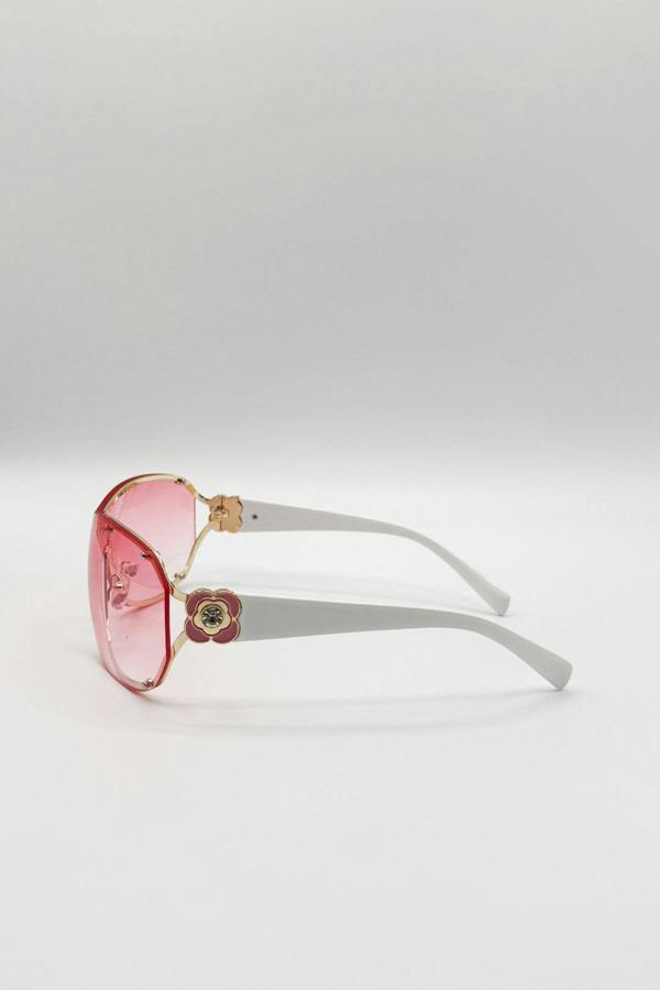 Vintage Rose Wrap Around Sunglasses In Pink - svnx
