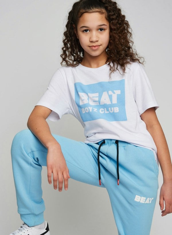 Beat Boyz Club Label T-Shirt - White/Cornflower
