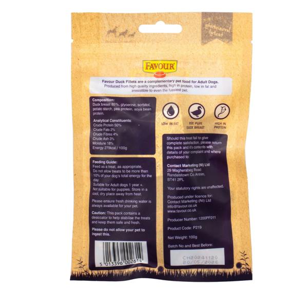 Favour Duck Fillets Dog Treats 100g