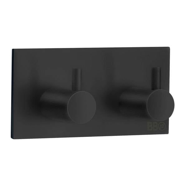 Black stainless steel double towel hook