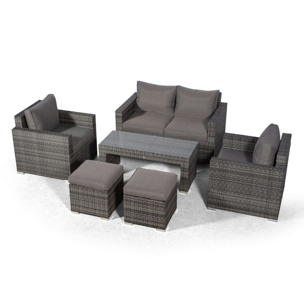 Giardino Sydney 4 Seater Rattan Sofa Set with Coffee Table and 2 Stools