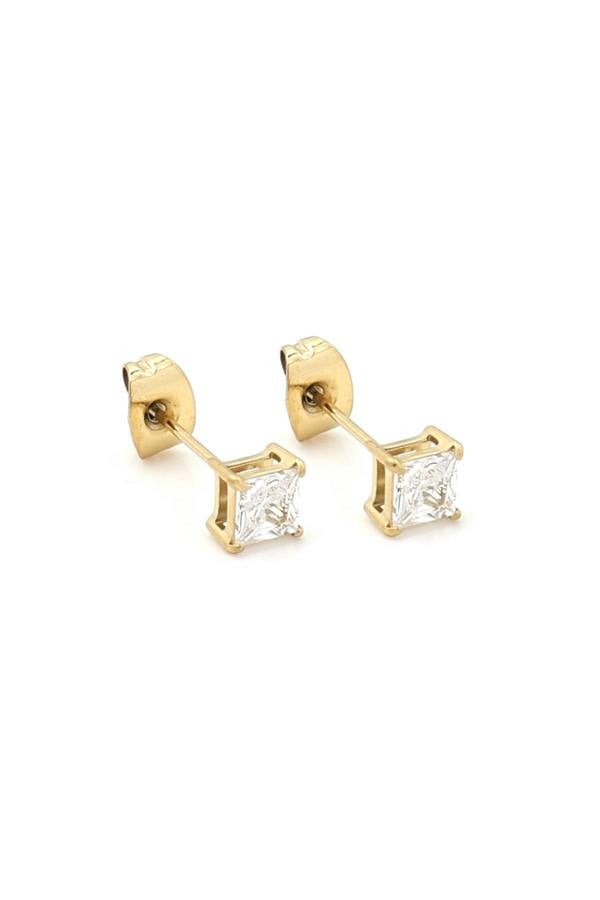 Say It With 4mm Princess Cut Earrings - Yellow Gold