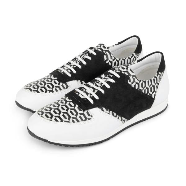 Embassy London San Francisco - White & Black Hexa - Men's lace-up leather & suede trainer