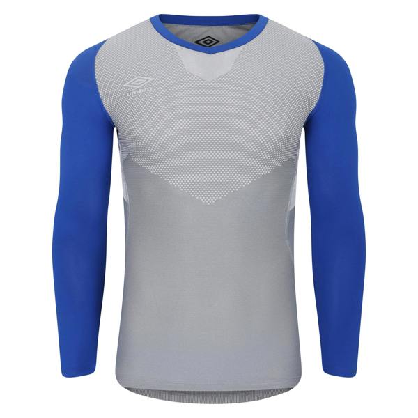 Umbro Mens Pro Long-Sleeved Base Layer Top - Deep Surf/Grey - 