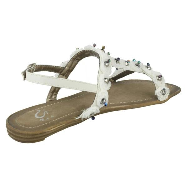 Spot On Ladies Spot On Beaded Flower Sandal