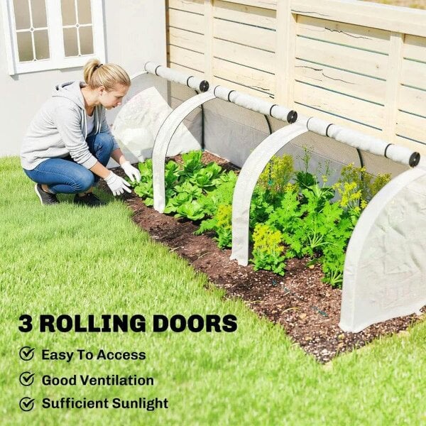 295 x 100 cm Low Tunnel Greenhouse - White