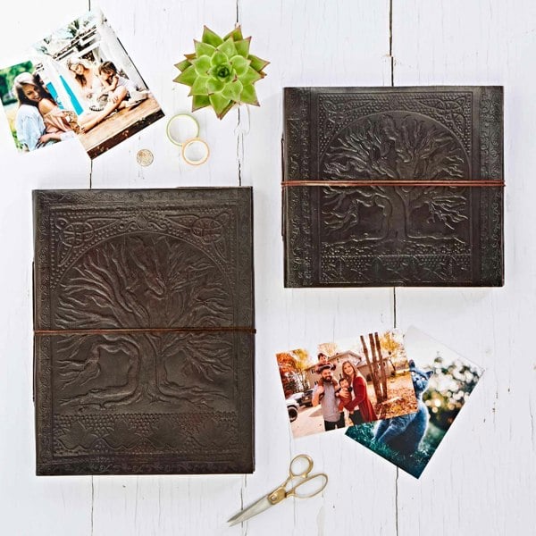 Paper High Leather Tree of Life Embossed Photo Album with Khadda Paper