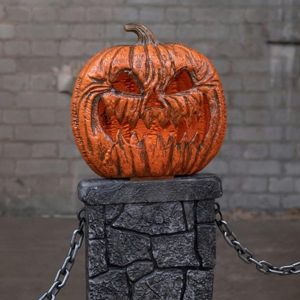 Samuel Alexander 2.4m Battery Powered Light Up Halloween Skull & Pumpkin Fence with LEDs