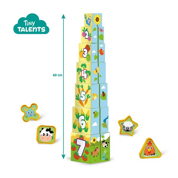 SES Creative Stacking Blocks Tower and Shape Sorter 2 in 1 - Farm Animals