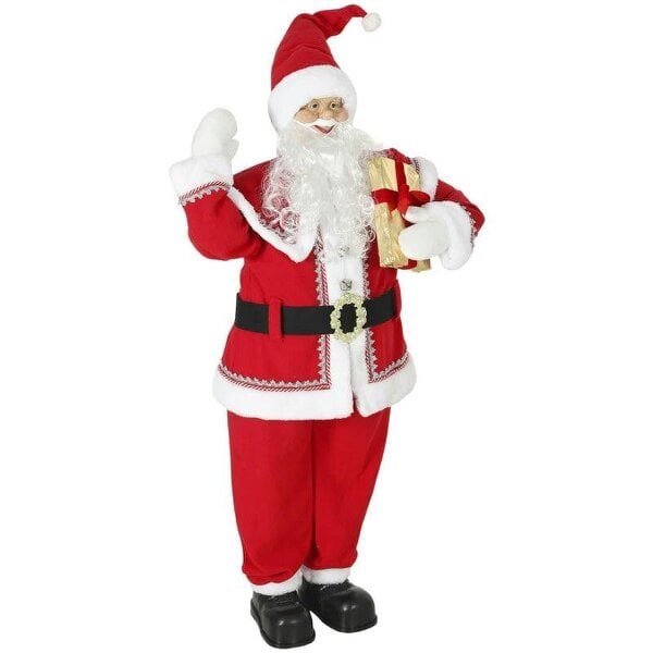 Bobobiy 5ft Life Size Singing Santa Claus, Animated Santa with Rotating Head, Waving Hand, Posable Arms, Sound Touch Activated