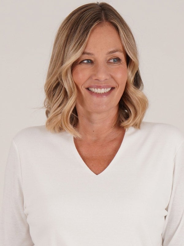 PennyPlain High Back V-neck Top - Ivory