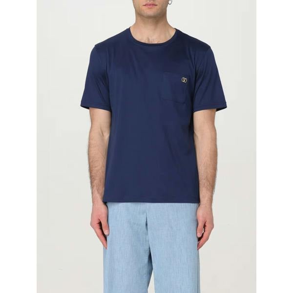 Valentino Plaque Logo T-Shirt   in  Blue