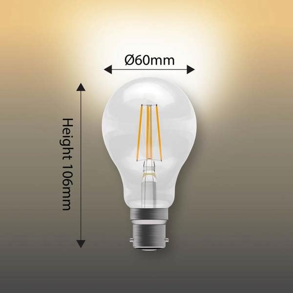 BELL Lighting B22 Bayonet Dimmable LED Filament GLS 7W Light Bulbs