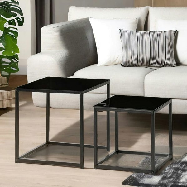 Rafaelo Mobilia Set Of 2 Nesting Coffee Tables Black