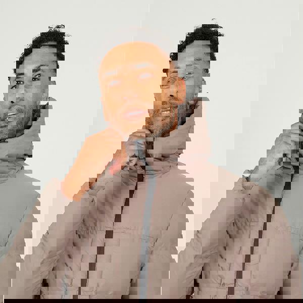 Brave Soul Taupe Longline Padded Hooded Jacket - Taupe Image 4