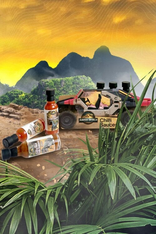 Kimm and Miller Jurassic World Rebirth 'Monstrous' 3 Pack Chilli Sauce Set
