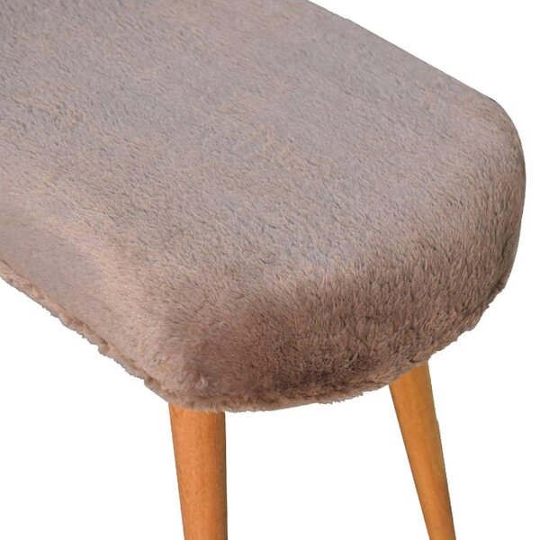 Wyld Haus Rome Faux Fur Fabric Bench Mango Wood Legs